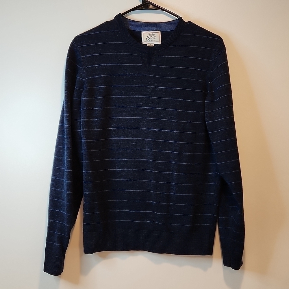 Jos. A. Bank 100% Cotton Sweater Men's Size Large Navy Blue EUC NICE!!